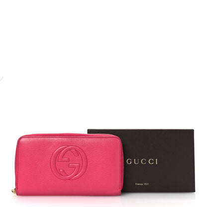 Gucci Pebbled Calfskin Soho Zip Around Wallet Pink 17 of 17