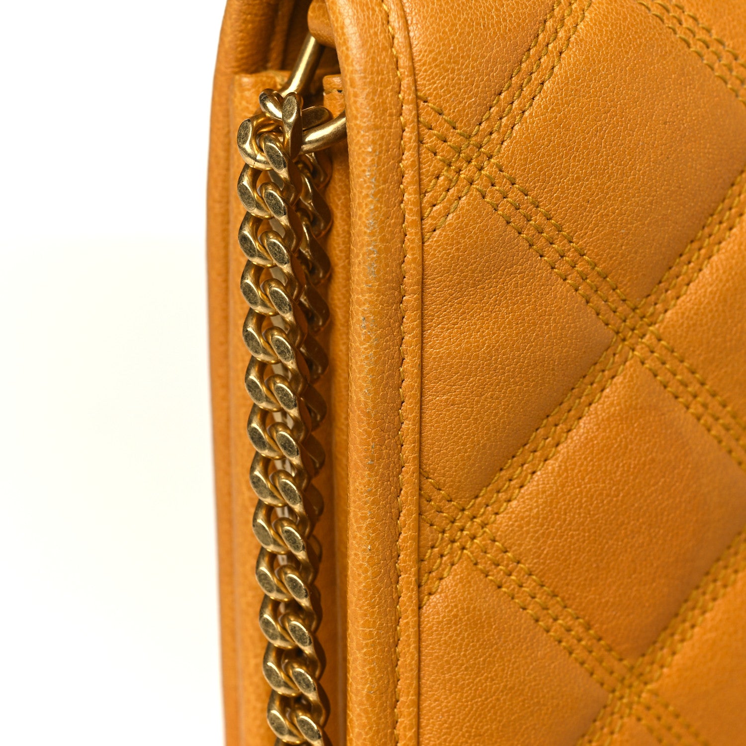 Saint Laurent Lambskin Diamond Quilted Becky Chain Wallet Saffran 14 of 14