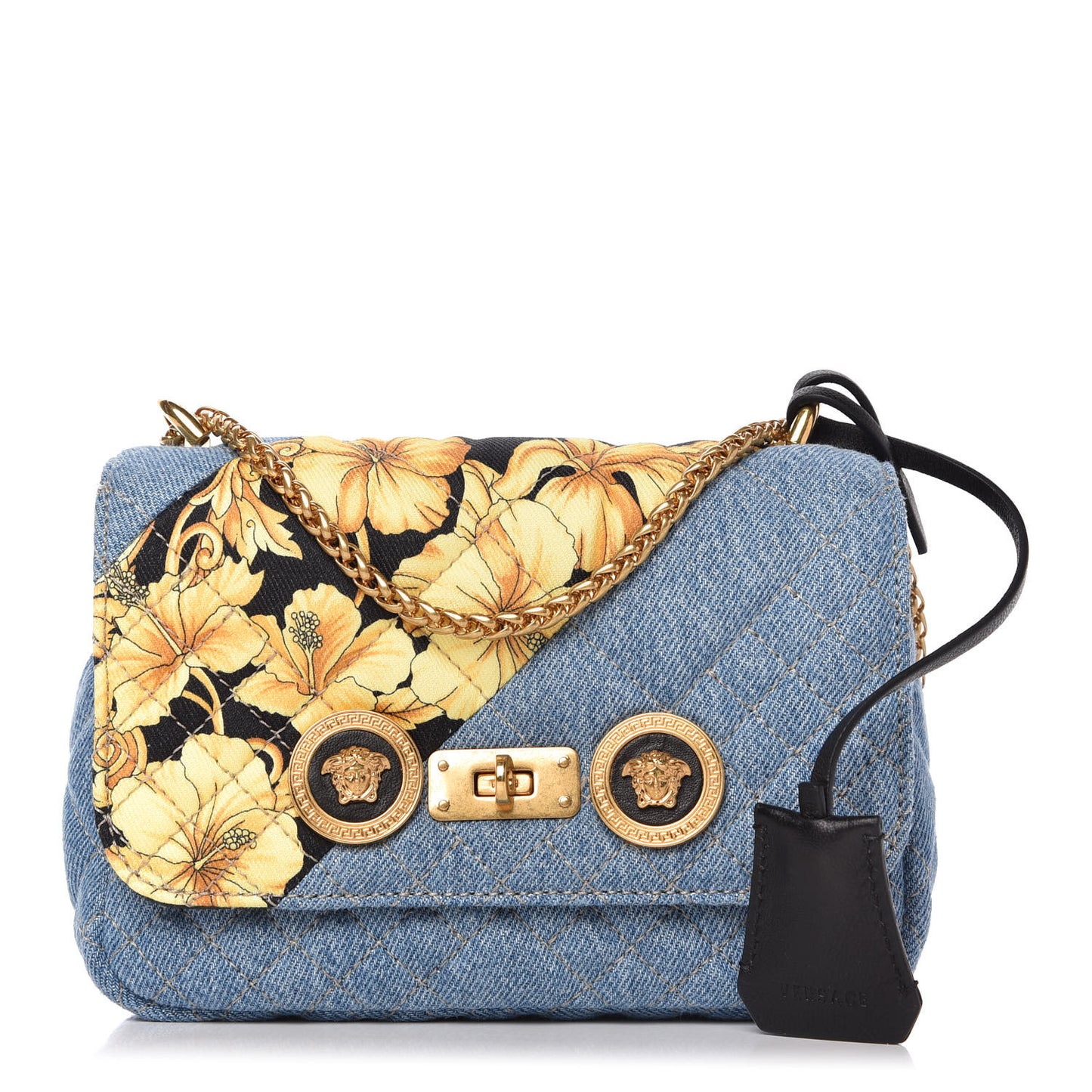 Denim Barocco Printed Icon Small Crossbody Bag Blue