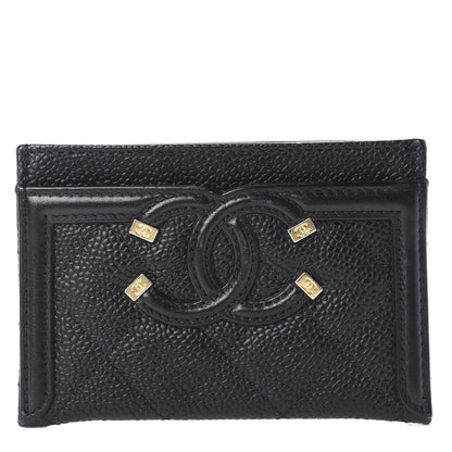 Chanel Caviar Quilted Filigree Card Holder Black 1 of 12