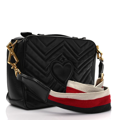 Gucci Calfskin Matelasse Sylvie Web Small GG Marmont Top Handle Shoulder Bag Black 3 of 10