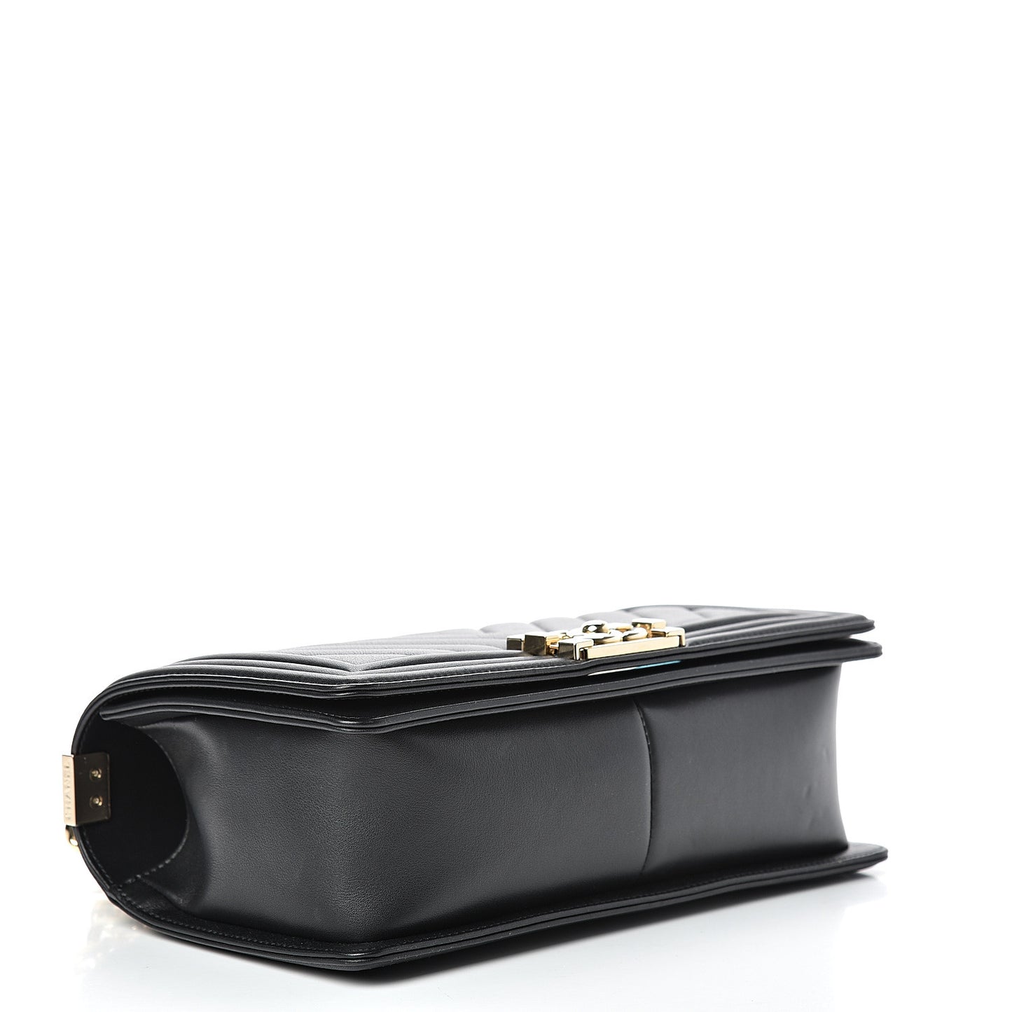Calfskin Chevron Quilted Medium Boy Flap Black