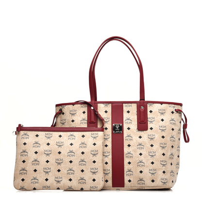 MCM Visetos Medium Liz Reversible Shopper Tote Beige Ruby Red 1 of 15