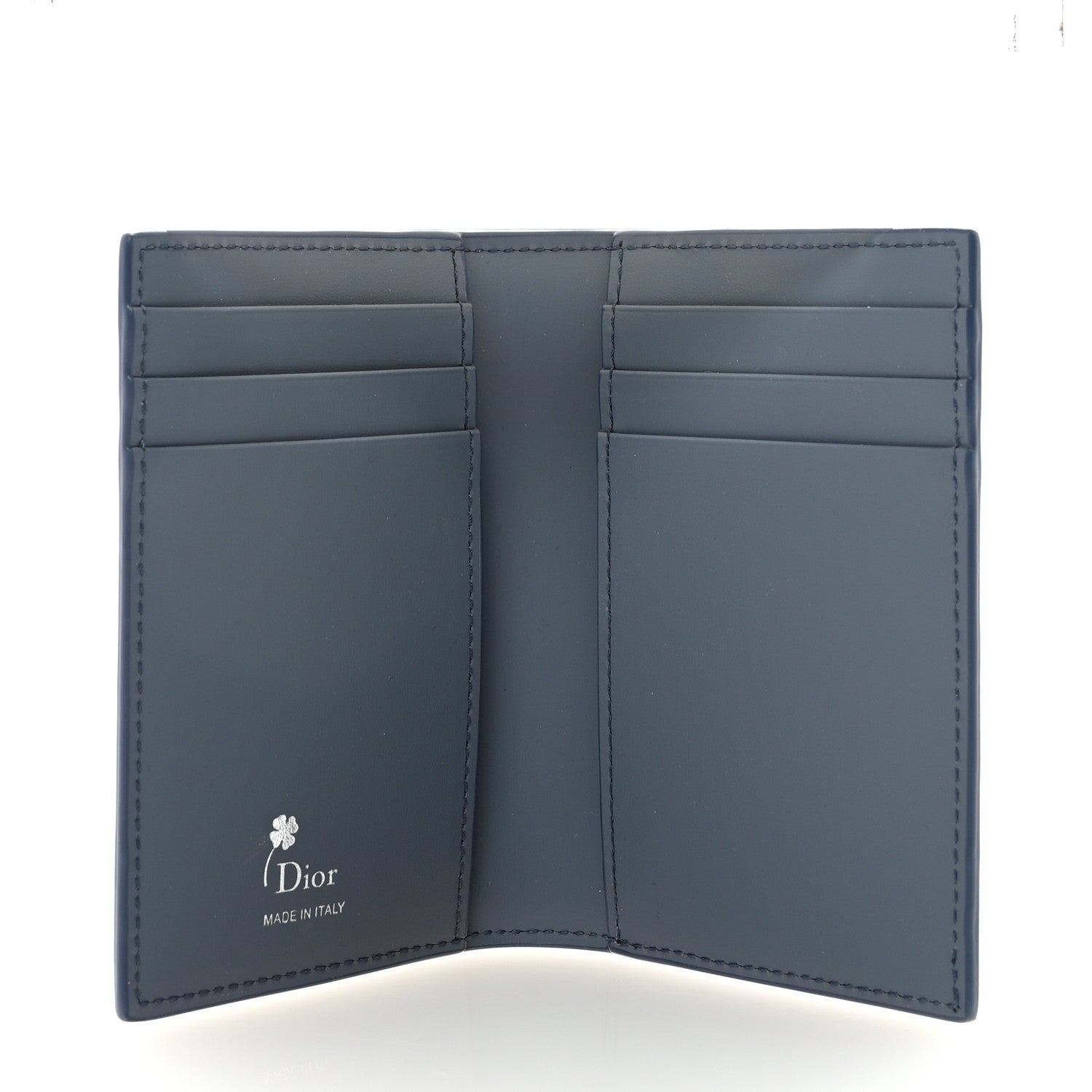 Christian Dior Calfskin Cover Bi-Fold Card Holder Blue White 5 of 8