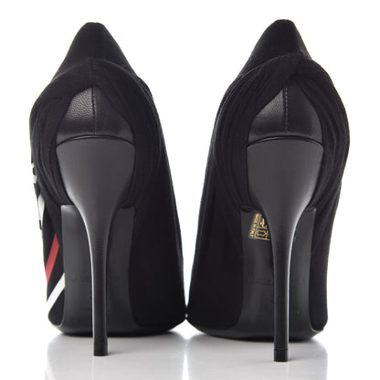 Balenciaga Jersey Crepe Political Campaign Logo Knife 115 Pointed Pumps 39 Black White Rouge 7 of 11