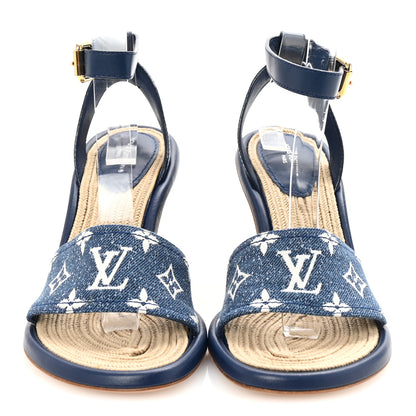 Louis Vuitton Monogram Denim Maia Wedge Sandal 37 3 of 9