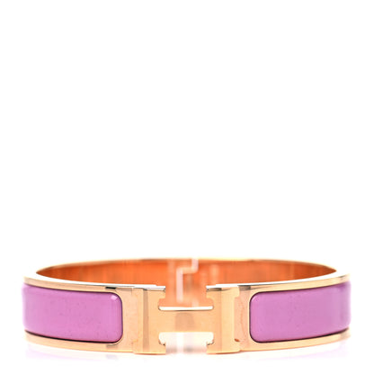 Hermes Enamel Narrow Clic Clac H Bracelet PM Rose Cendre 1 of 5