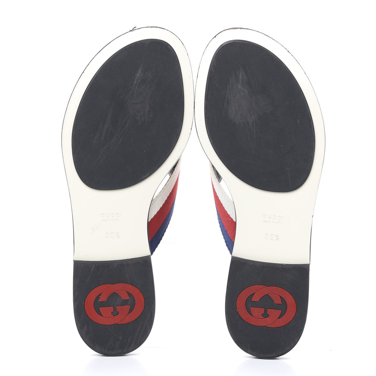 Nylon Calfskin Sylvie Web GG Monogram Womens Thong Sandals 39.5 Mystic White Hibiscus Red Marine Black