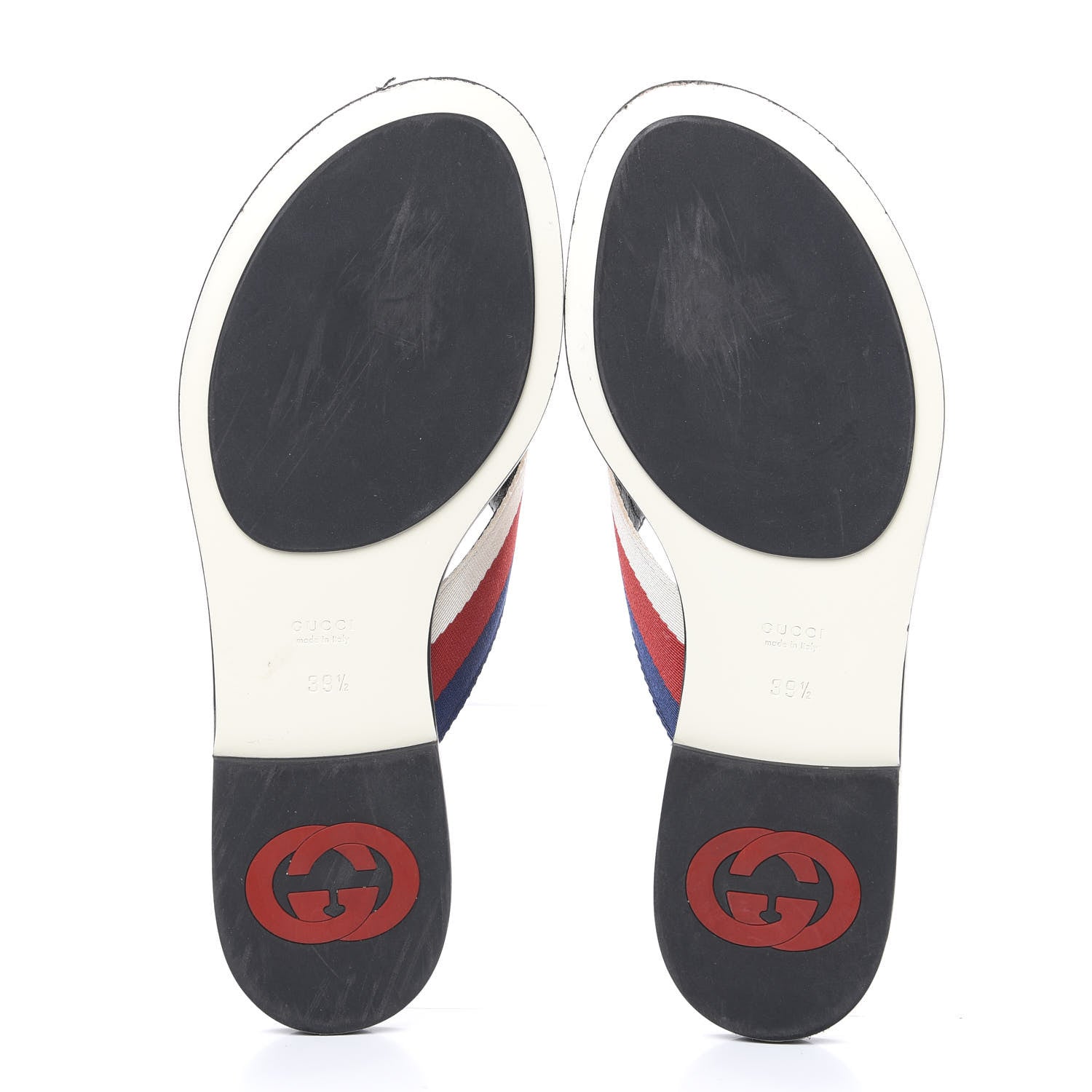 Gucci Nylon Calfskin Sylvie Web GG Monogram Womens Thong Sandals 39.5 Mystic White Hibiscus Red Marine Black 5 of 9