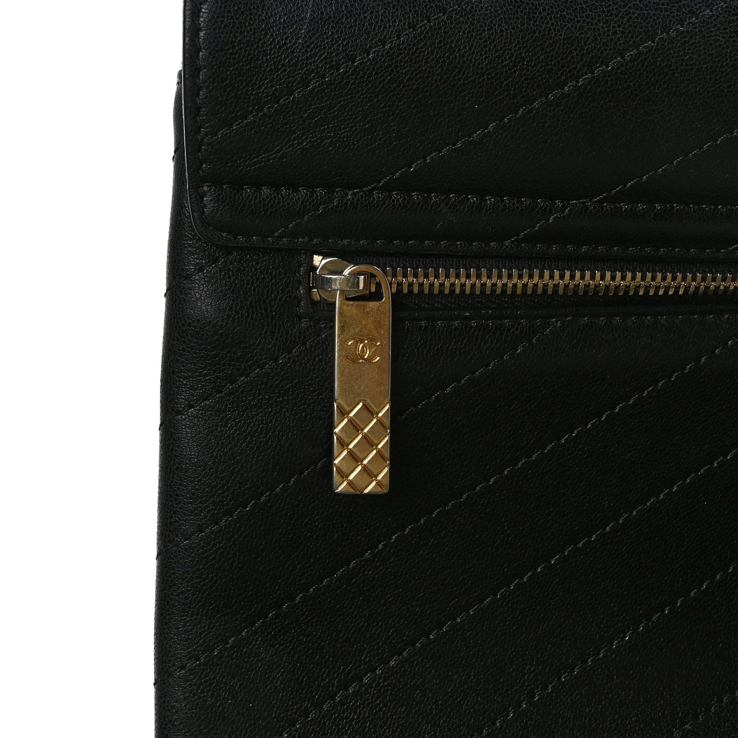 Lambskin Chevron Quilted Envelope Clutch Black