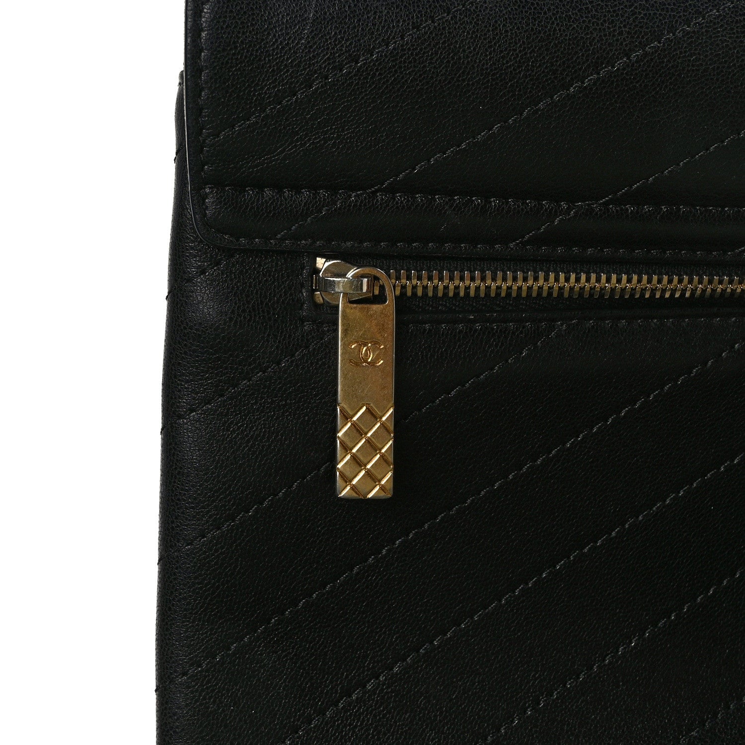 Chanel Lambskin Chevron Quilted Envelope Clutch Black 12 of 12