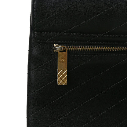 Chanel Lambskin Chevron Quilted Envelope Clutch Black 12 of 12