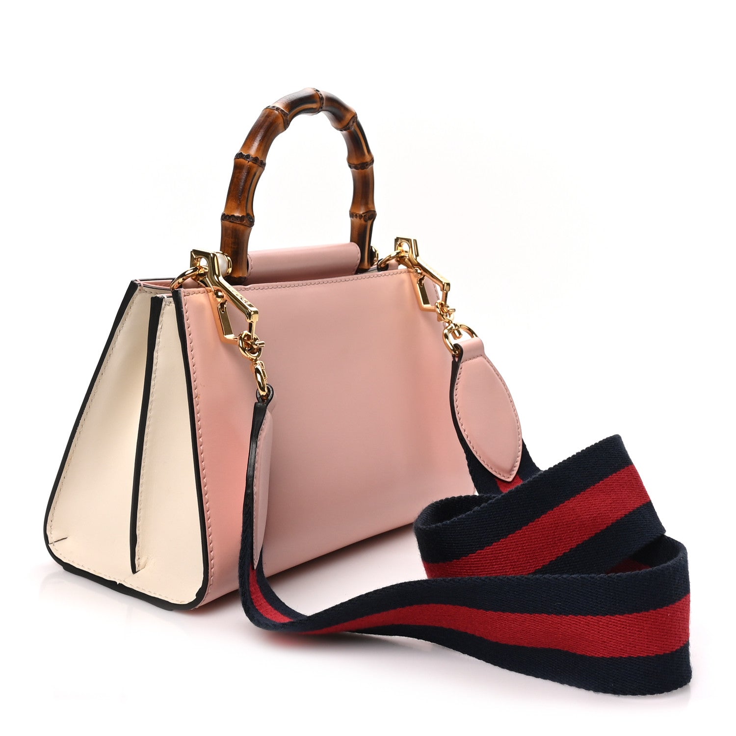 Gucci Nappa Bamboo Web Mini Nymphaea Top Handle Bag Perfect Pink Mystic White 2 of 9