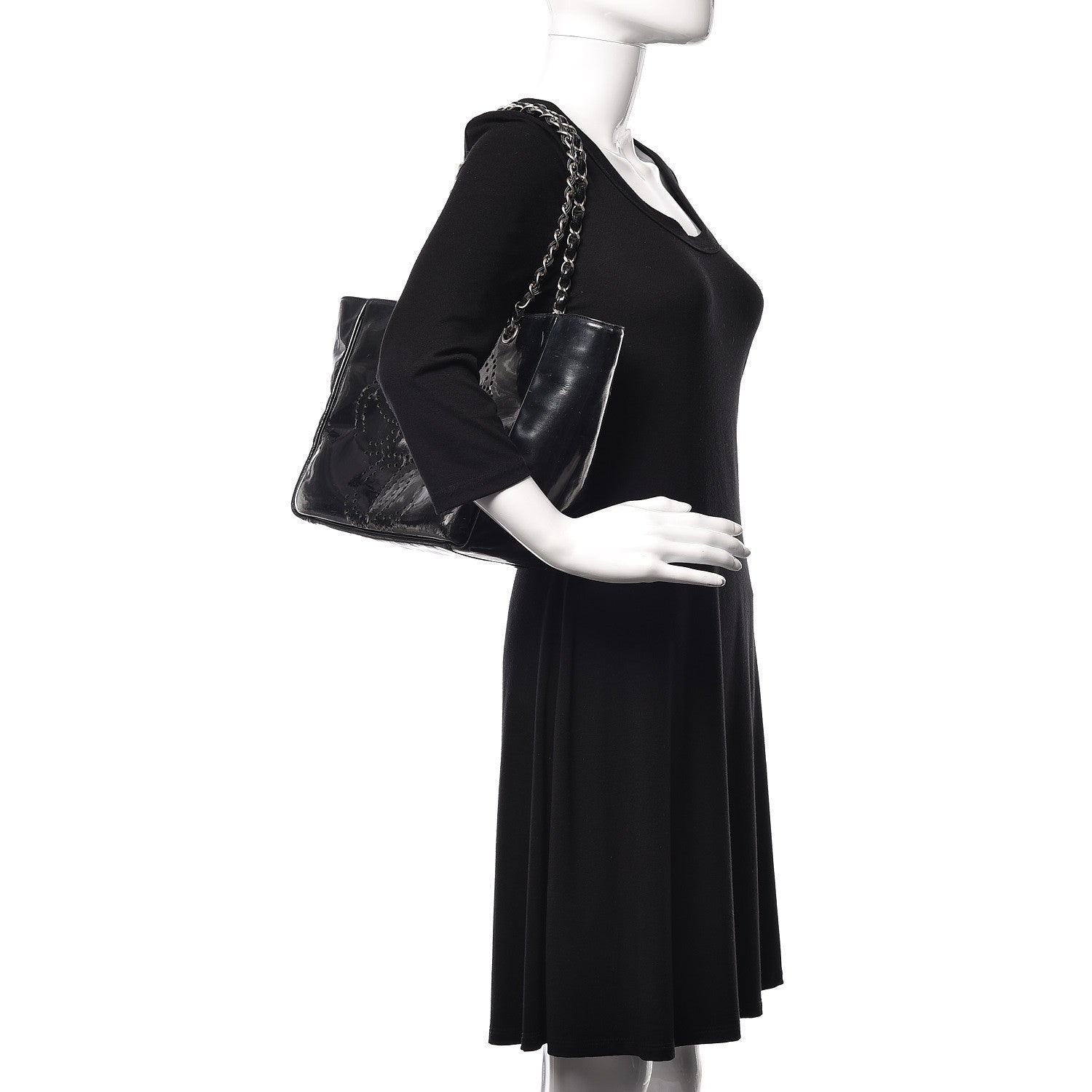 Chanel Patent Perforated CC Tote Black 2 of 16