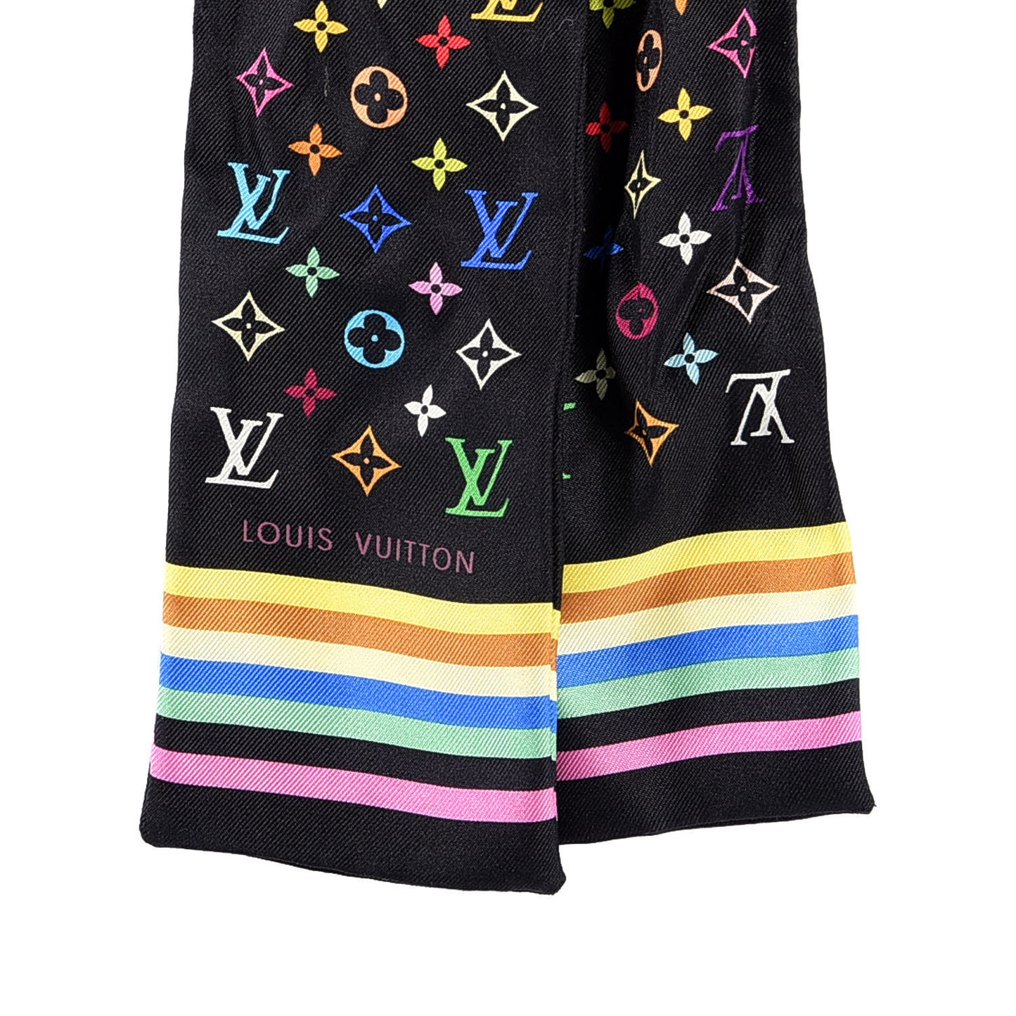 Silk Monogram Multicolor Bandeau Black