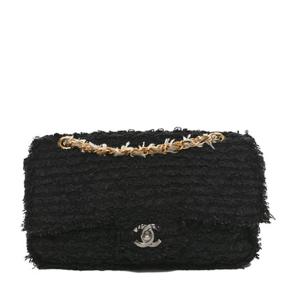 Chanel Tweed Quilted Medium Single Flap Black 1 of 10