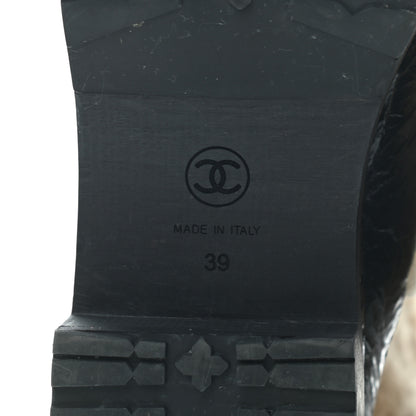 Chanel Patent Shearling Lace Up Boot 39 Black 6 of 6