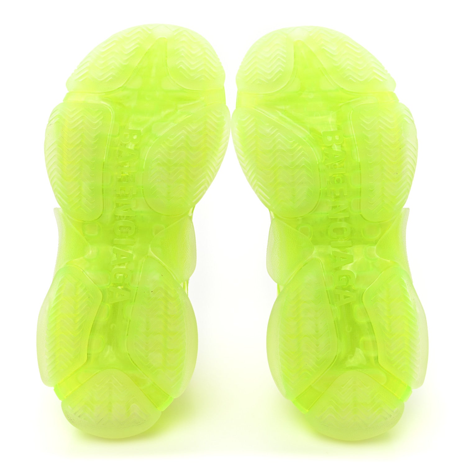 Balenciaga Fabric Mesh Clear Sole Fluo Womens Triple S Sneakers 38 White Fluo Yellow 6 of 9