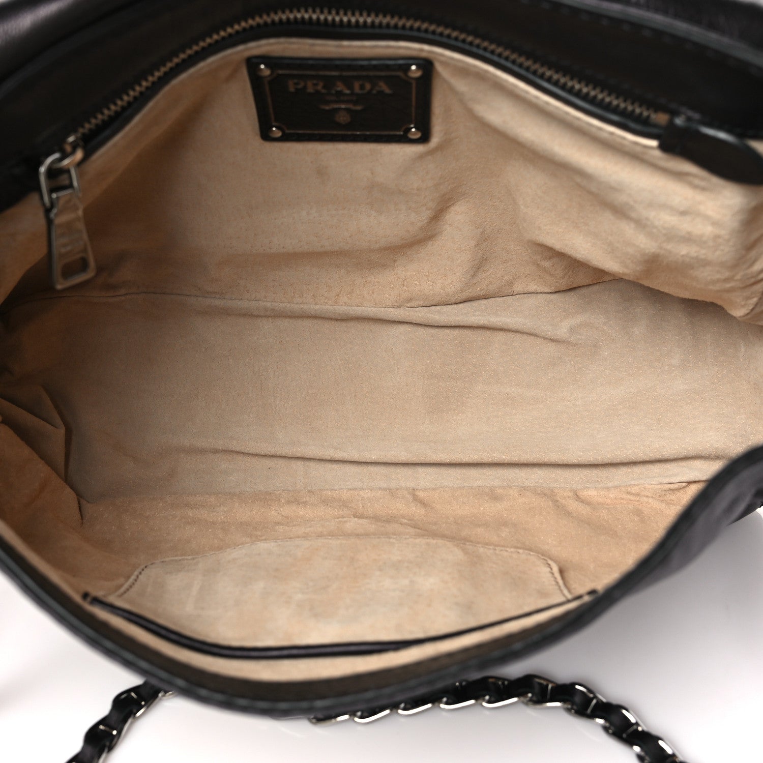 Prada Glace Calf Pushlock Chain Shoulder Bag Black 5 of 12