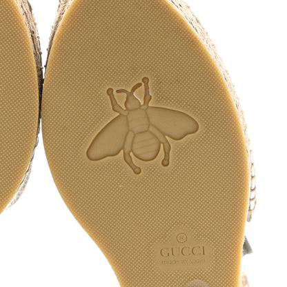 Gucci Lame GG Monogram Ankle Wrap Platform Espadrille Wedges 39.5 Silver Beige Light Grey 6 of 11