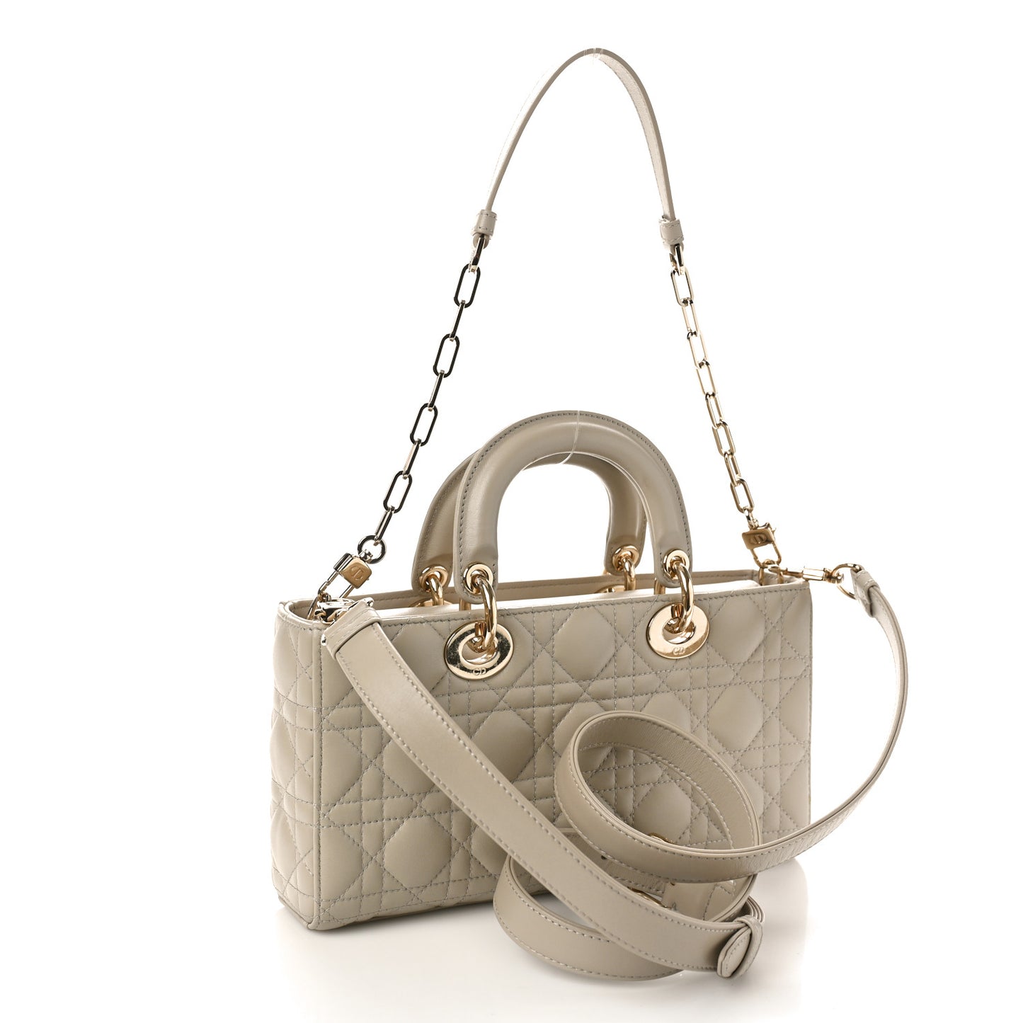 Lambskin Cannage Medium Lady D-Joy Warm Taupe