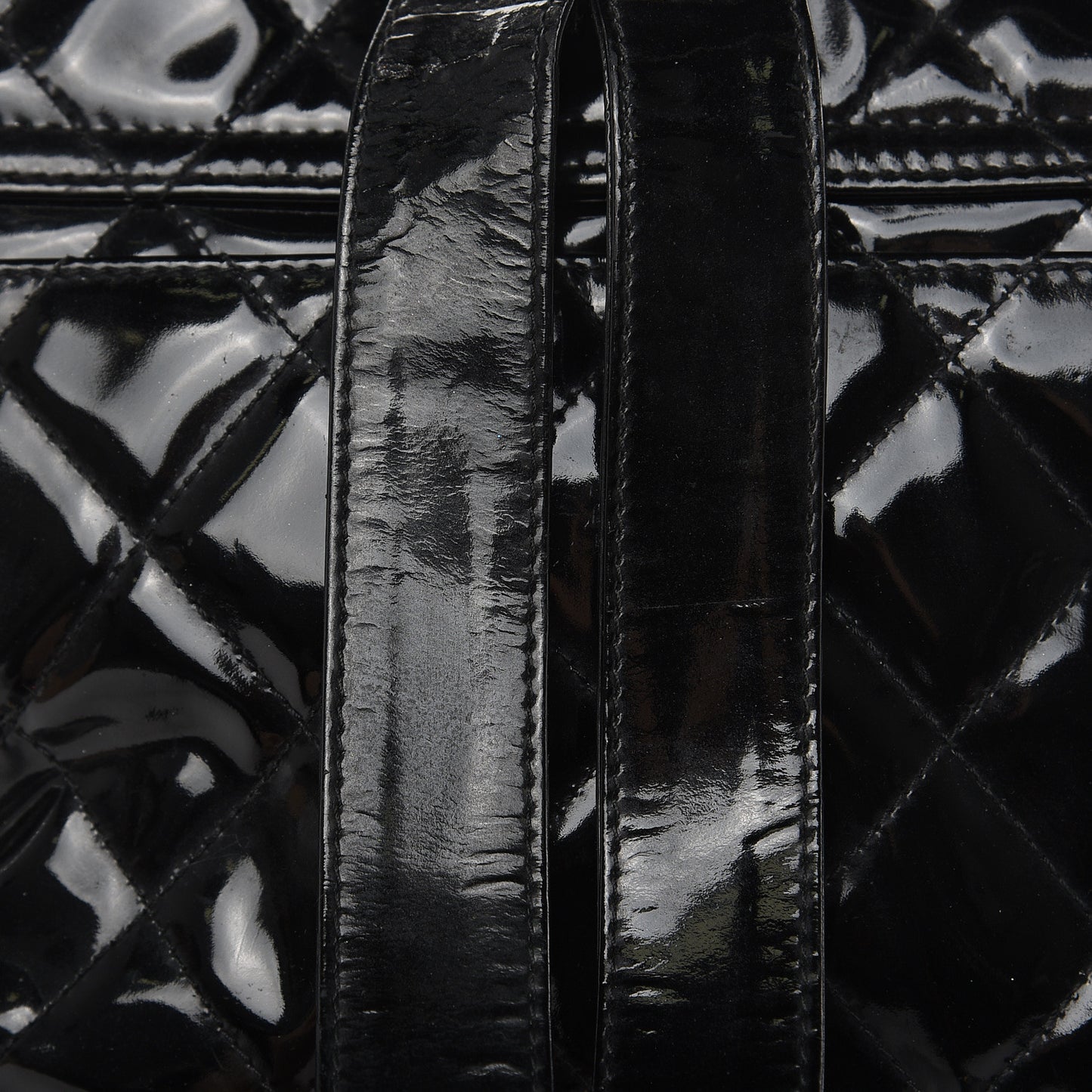 Patent Quilted Backpack Black