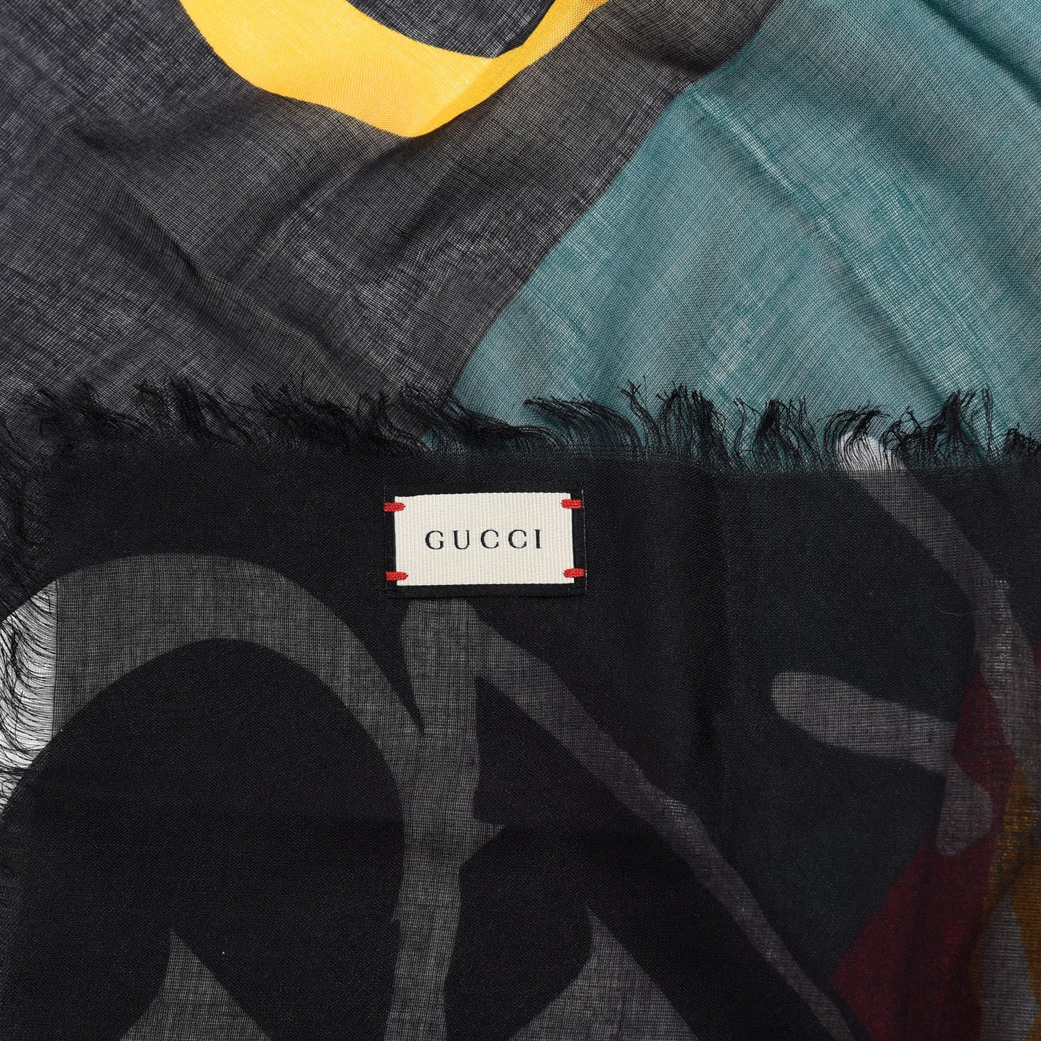 Gucci Modal Silk Coco Capitan Logo Square Scarf Black 4 of 4