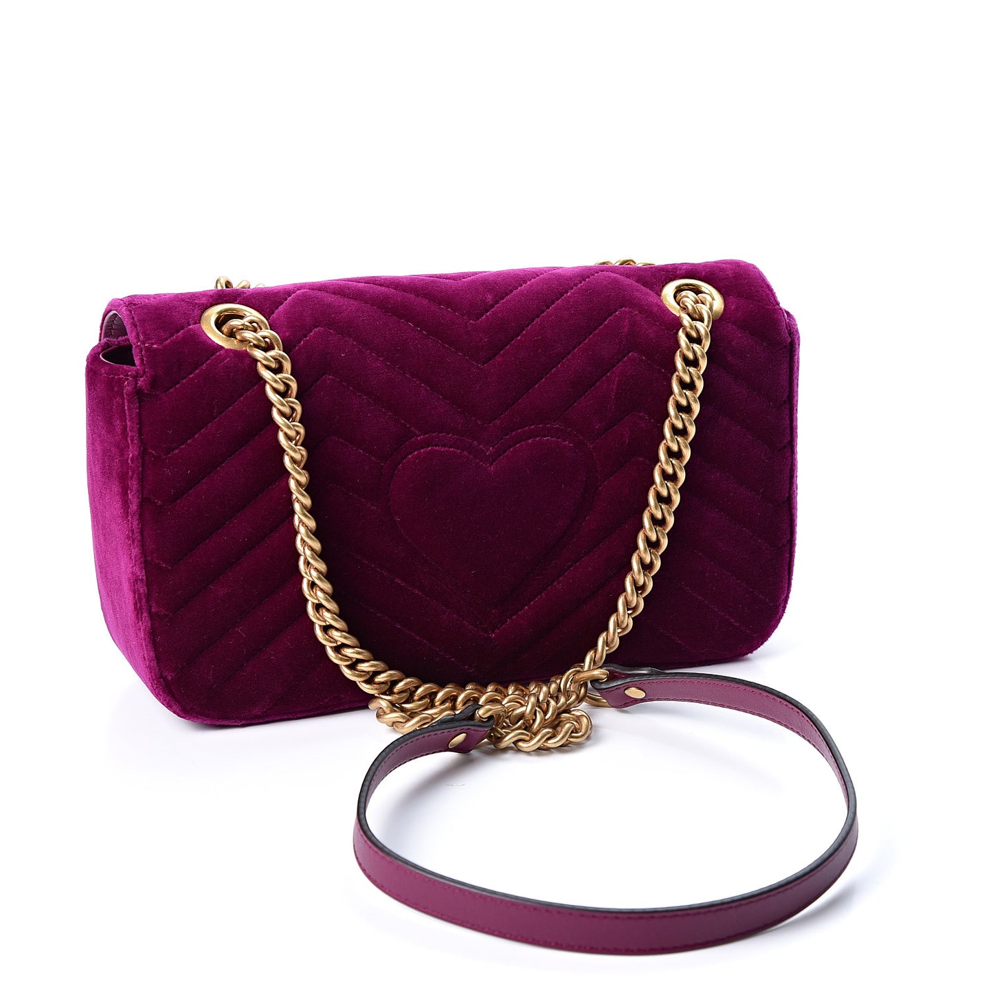 Velvet Matelasse Embroidered Small GG Marmont Shoulder Bag Fuchsia Violet Cyclamen