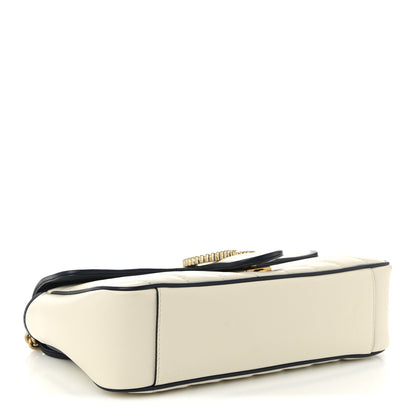 Gucci Vintage Effect Calfskin Matelasse Diagonal Small Torchon GG Marmont Shoulder Bag Mystic White Blue Agata 4 of 10