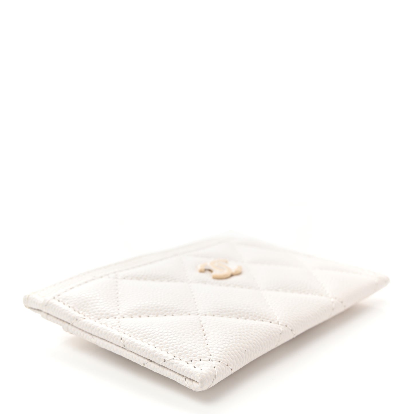 Caviar Quilted Card Holder White