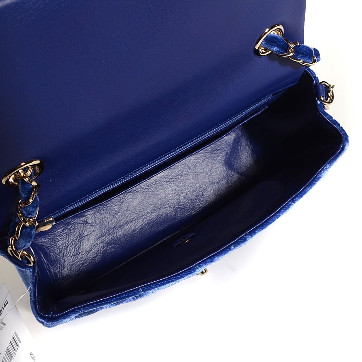 Velvet Quilted Mini Rectangular Flap Dark Blue