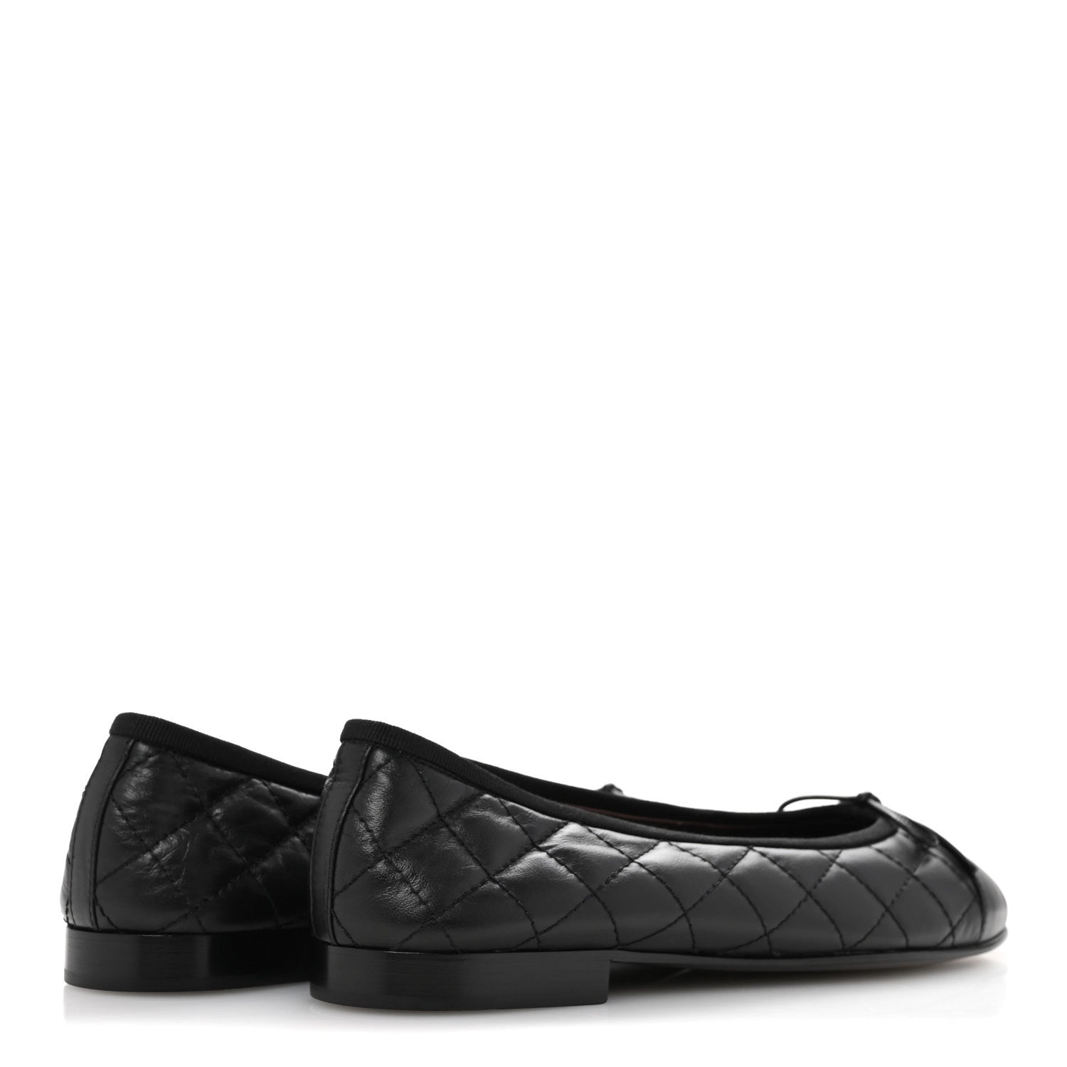 Chanel Aged Calfskin Quilted CC Cap Toe Ballerina Flats 37.5 Black 5 of 10