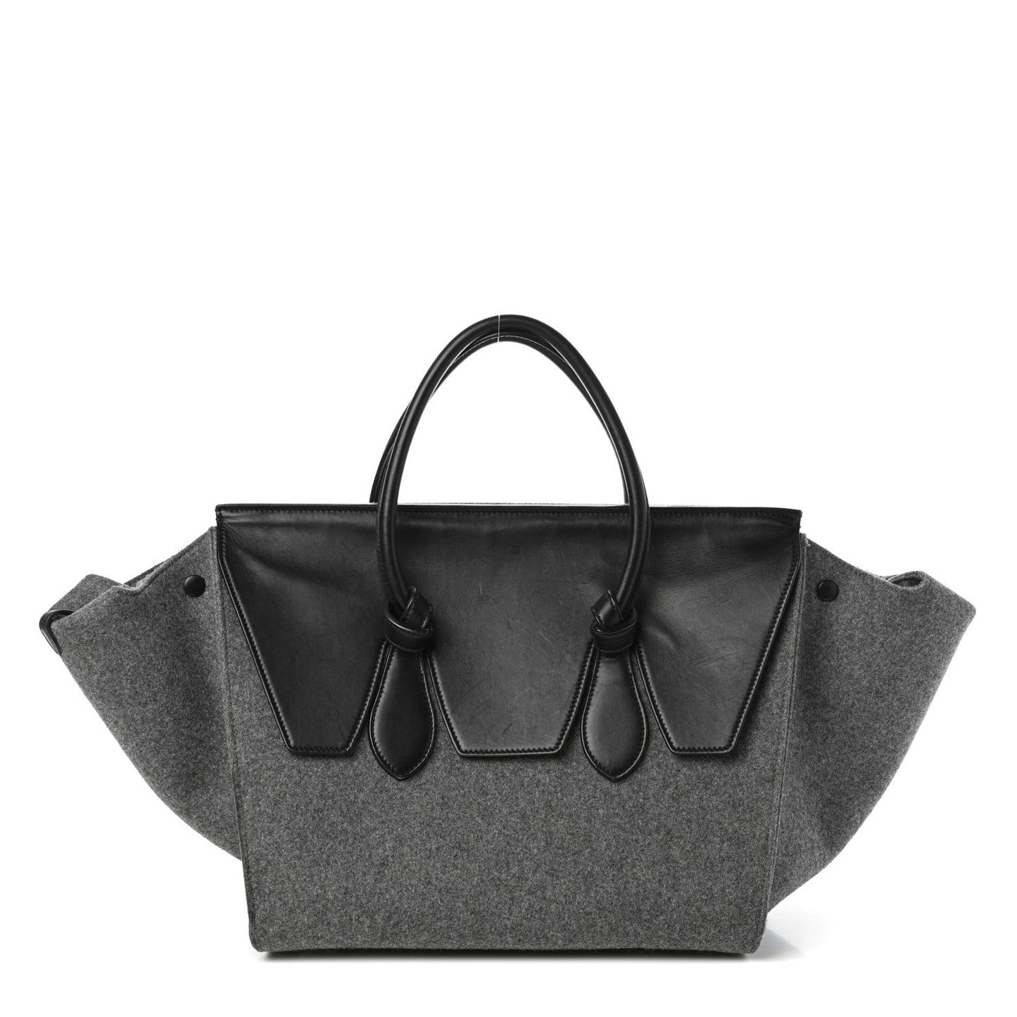 Felt Calfskin Medium Tie Knot Tote Grey Black