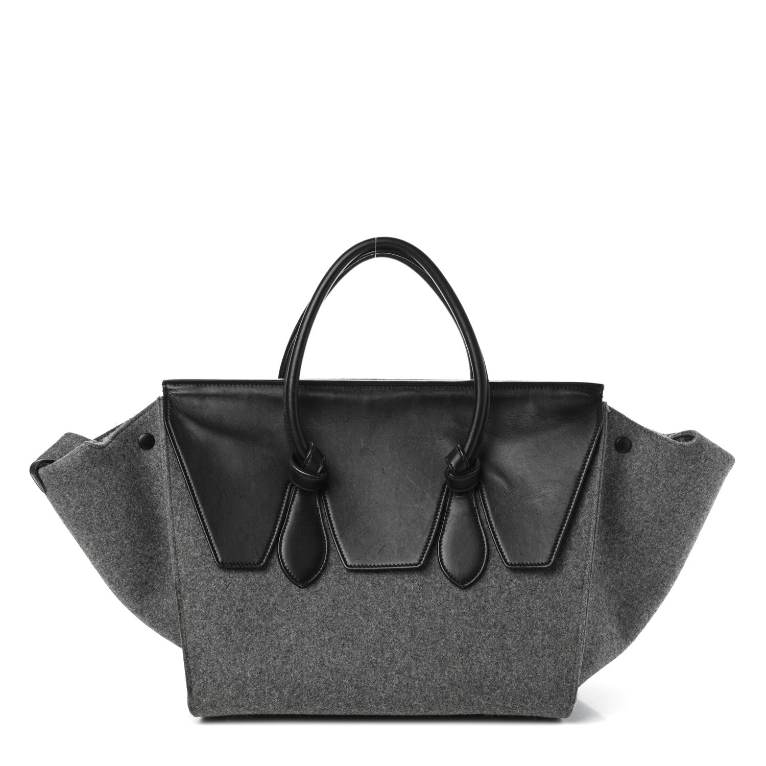 Celine Felt Calfskin Medium Tie Knot Tote Grey Black 1 of 9