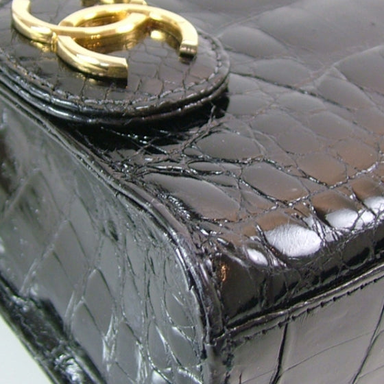 Chanel Vintage Alligator Jumbo Flap Black 6 of 10