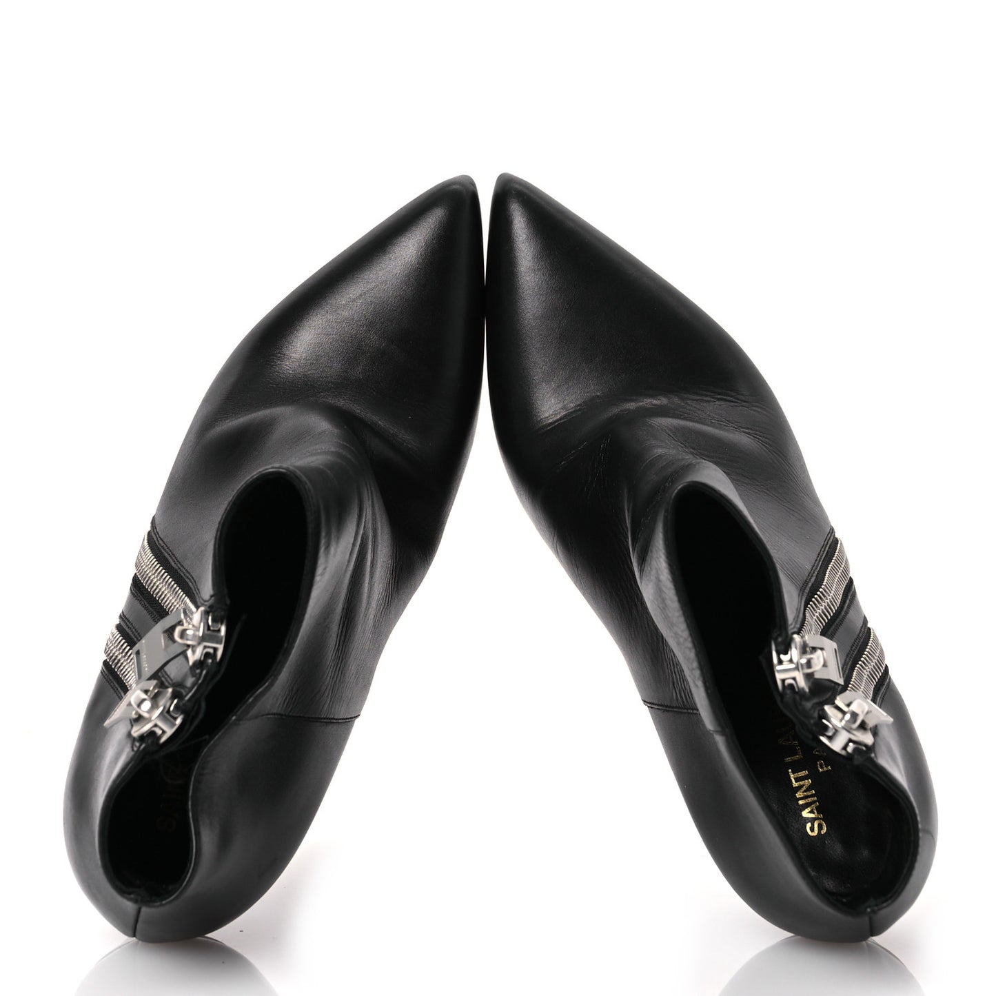 Calfskin Double Zipper Booties 38 Black