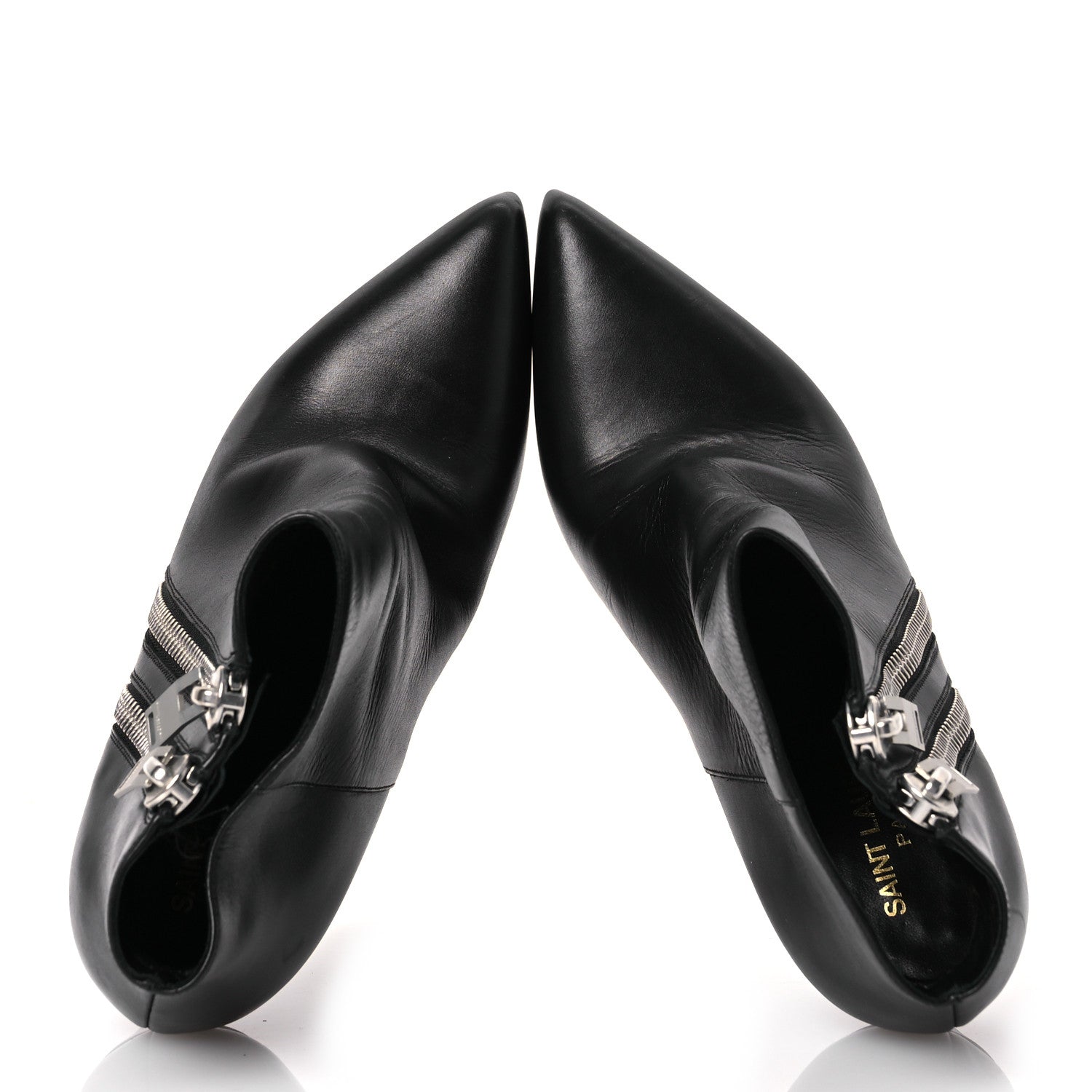Saint Laurent Calfskin Double Zipper Booties 38 Black 2 of 11