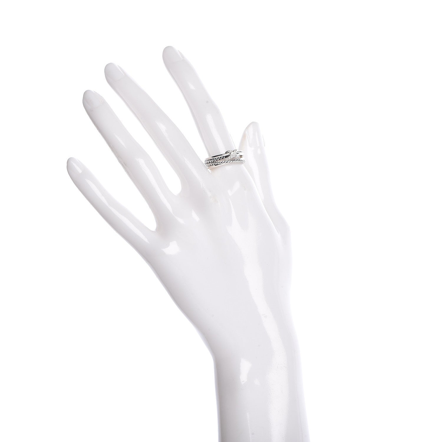 David Yurman Sterling Silver Diamond X Crossover Ring 54 6.75 2 of 5