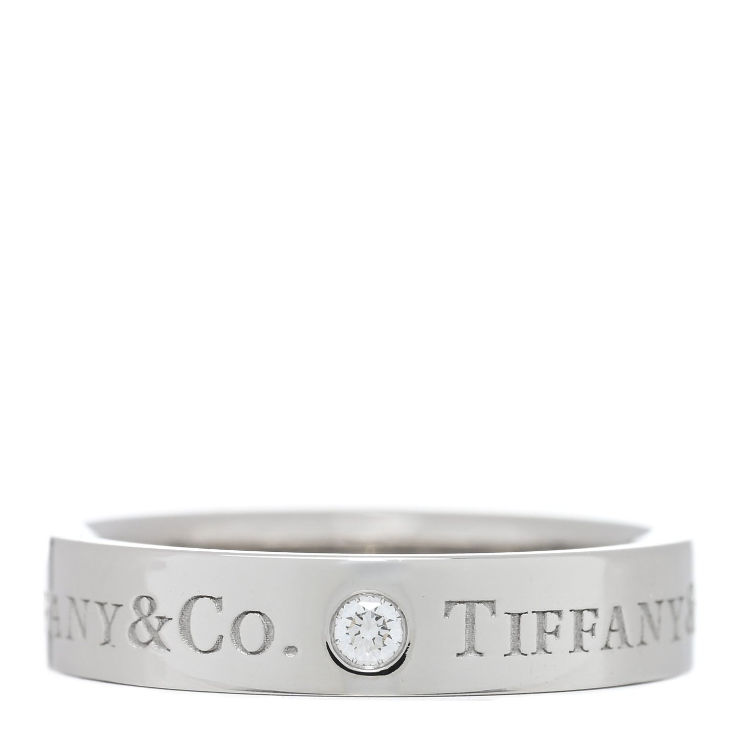 Platinum Diamond 4mm Logo Band Ring 49 5