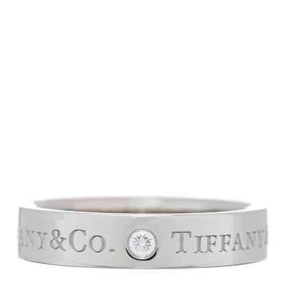 Tiffany Platinum Diamond 4mm Logo Band Ring 49 5 1 of 5