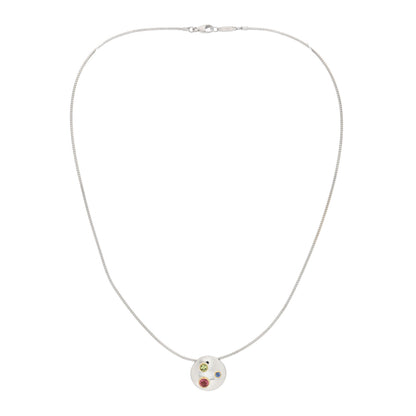 Tiffany Sterling Silver Blue Sapphire Peridot Pink Tourmaline Etoile Pendant Necklace 3 of 6