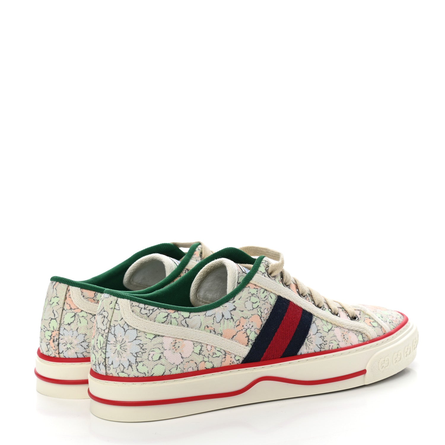 Gucci X LIBERTY OF LONDON Canvas Web Tracy Print Womens 1977 Tennis Sneakers 38 Mint Peach Mystic White 4 of 7