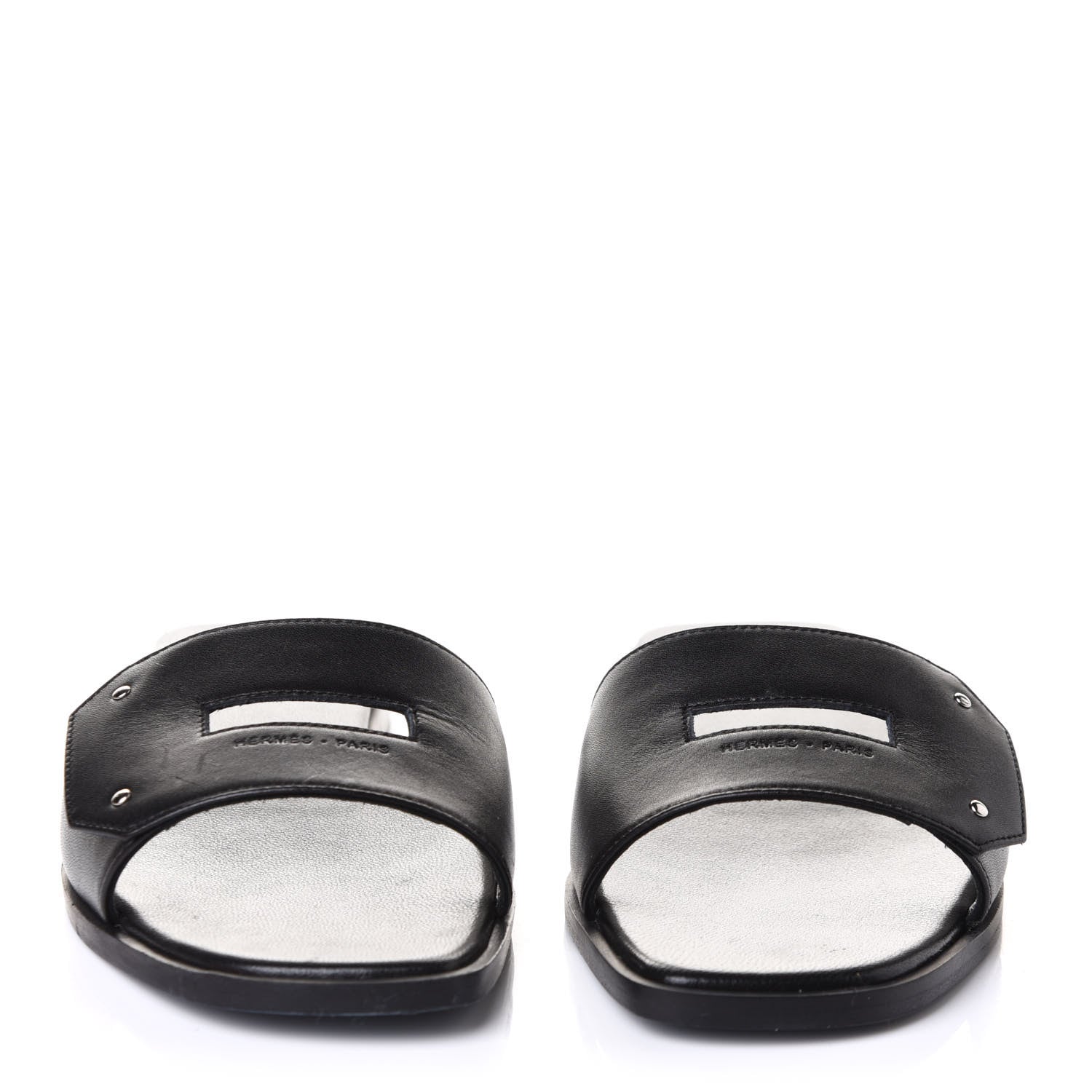 Hermes Calfskin View Sandals 37.5 Black 2 of 10