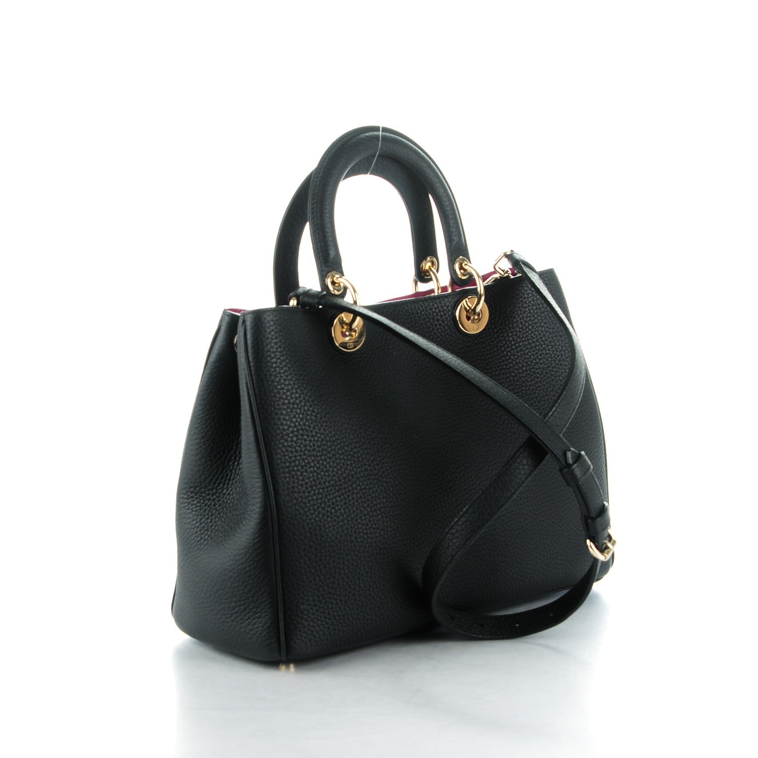 Christian Dior Bullcalf Medium Diorissimo Tote Black Rose Indien 3 of 6