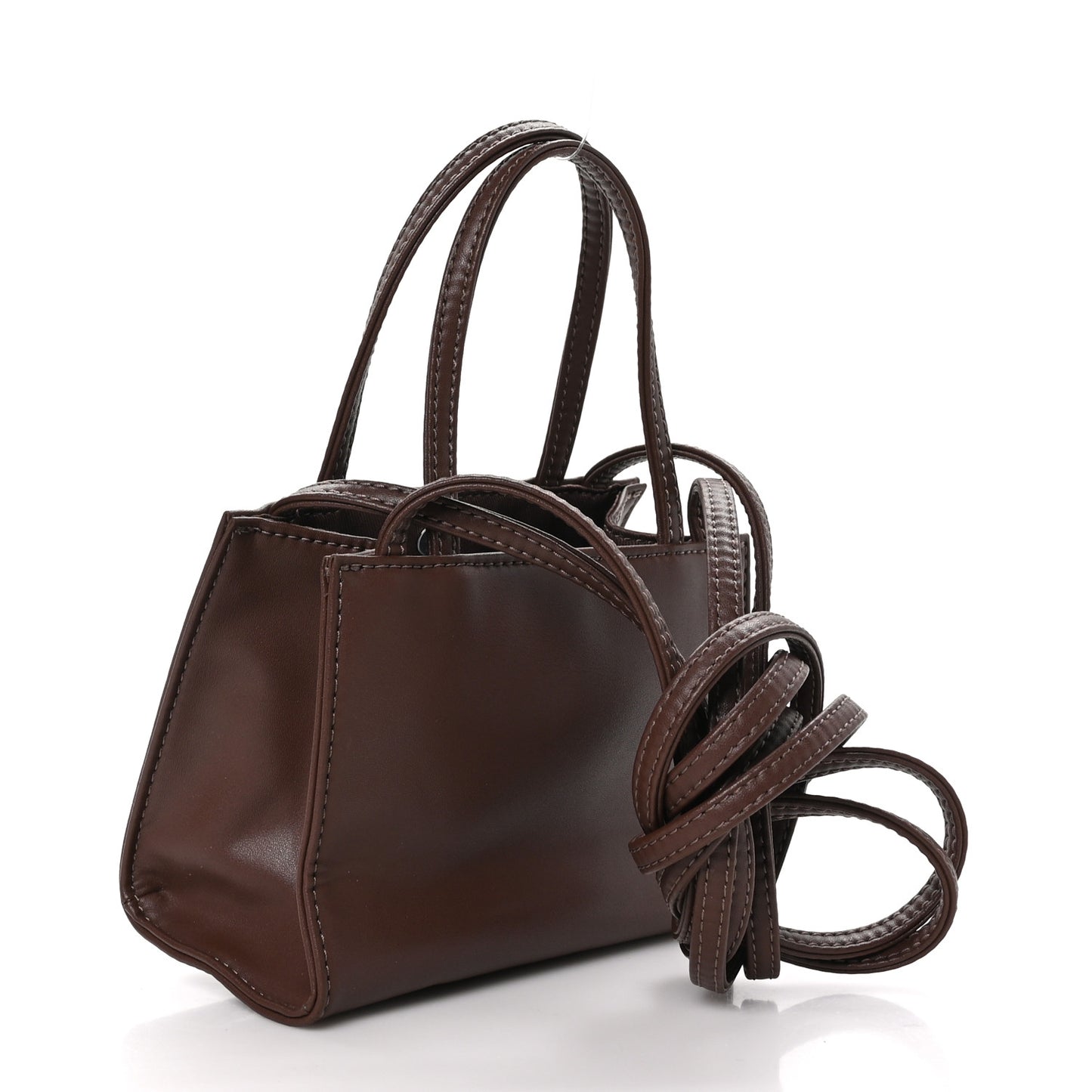 Vegan Leather Small Shopping Bag Chocolate
