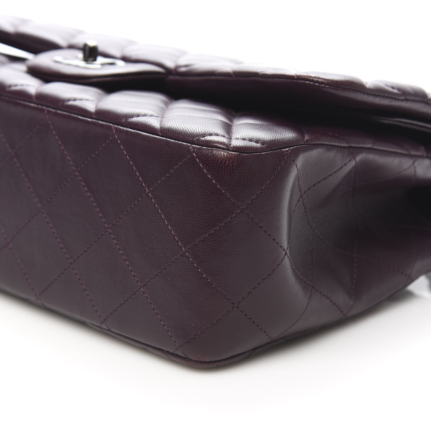 Chanel Lambskin Quilted Jumbo Double Flap Purple 10 of 12