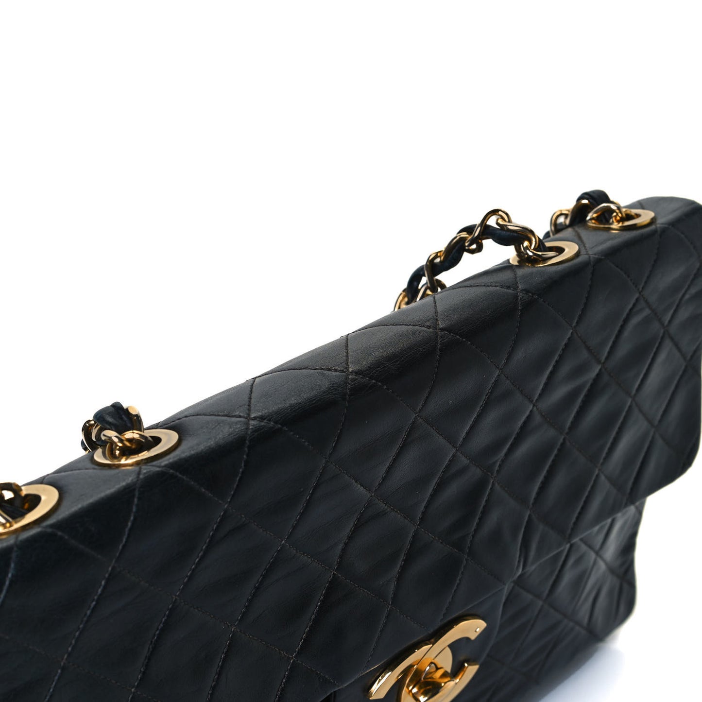 Lambskin Quilted XL Jumbo Single Flap Black