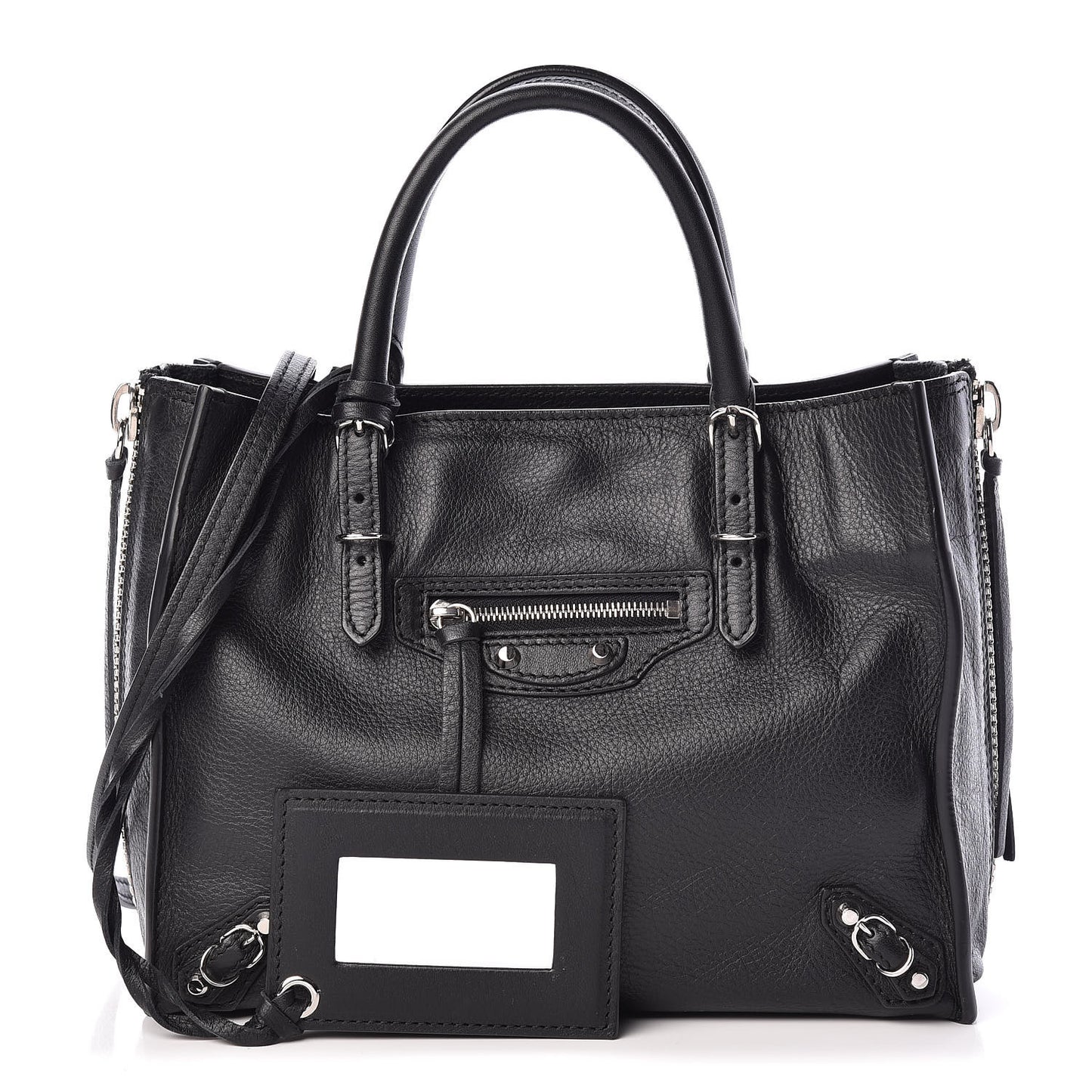 Grained Calfskin Papier Mini A4 Zip Around Tote Black