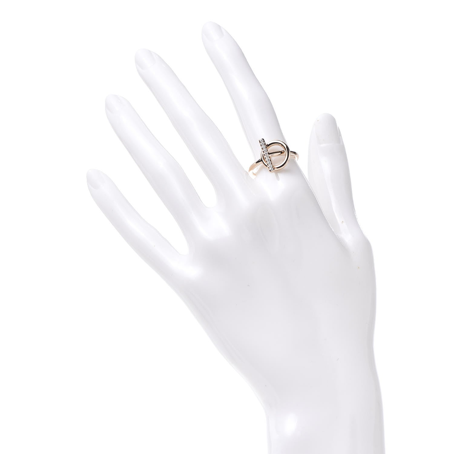 Hermes 18K Rose Gold Diamond PM Echappee Ring 54 6.75 2 of 7