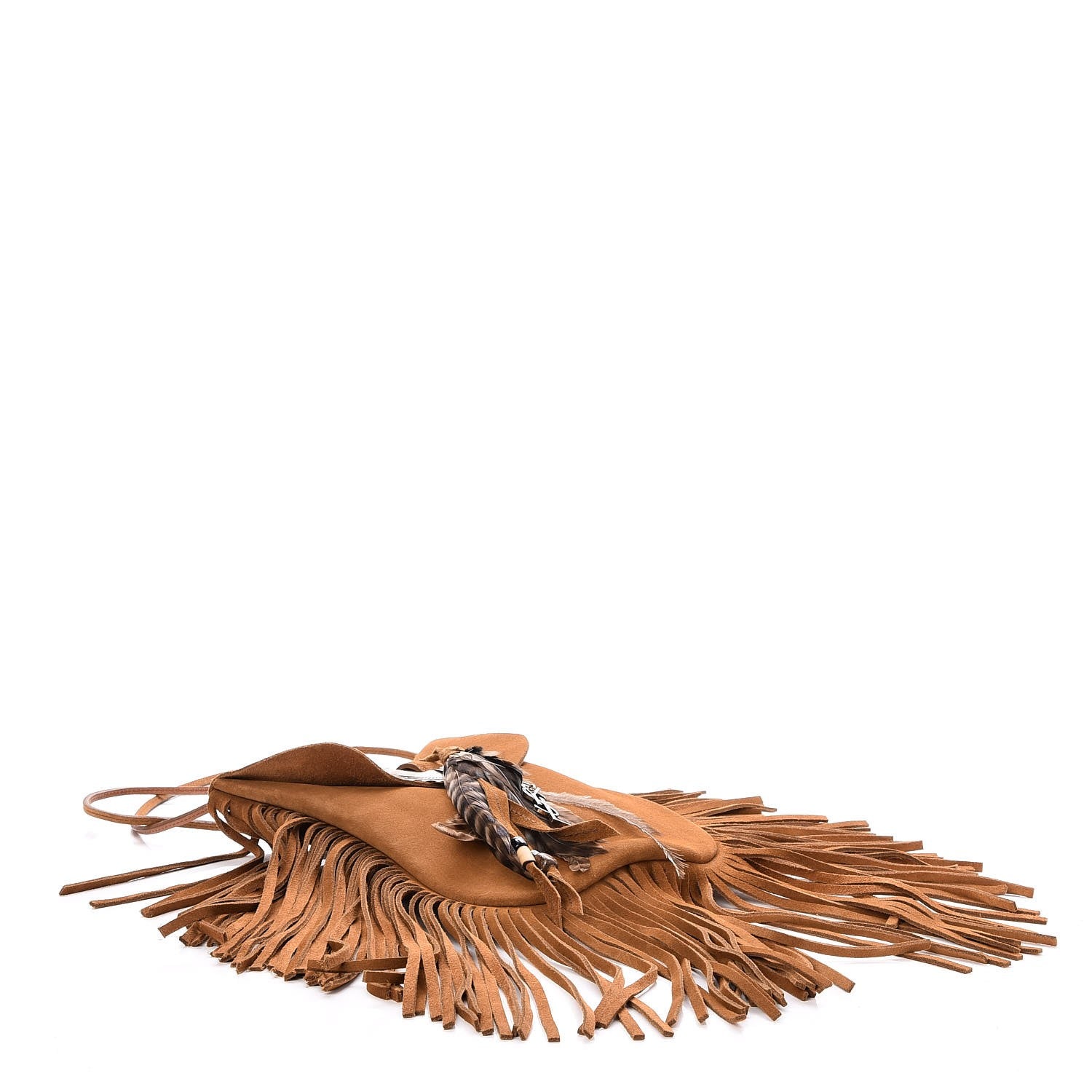 Saint Laurent Suede Fringe Flat Anita Crossbody Bag Camel 4 of 10